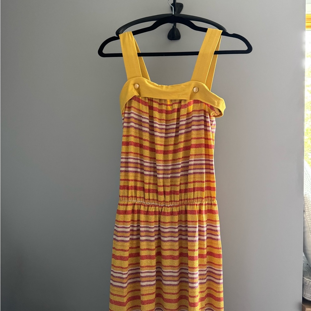 Liu Jo Abito Lungo Jersey Striped Yellow and Multicolor Maxi Dress